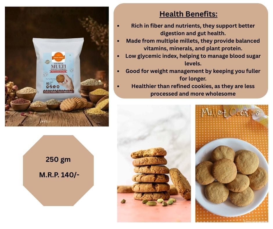 Indian Seasons Multi Millet Cookies (250g) | High Protein, Fiber-Rich | Healthy Snacking