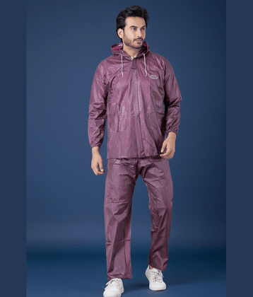 Sindon Maroon Nylon Men's Rain Suit Set ( Pack of 1 )