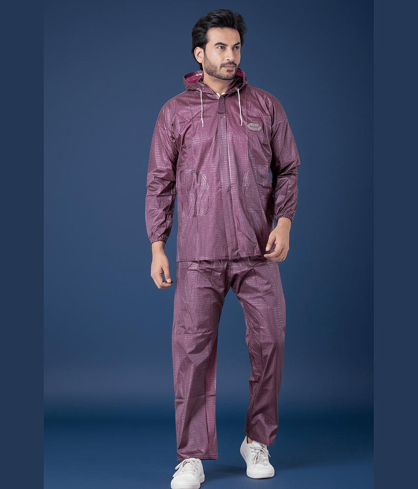 Sindon Maroon Nylon Men's Rain Suit Set ( Pack of 1 )