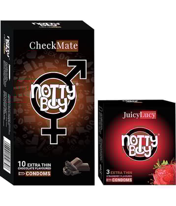 NottyBoy Extra Thin Chocolate and Strawberry Flavoured Condoms - (Set of 2, 13 Pieces)