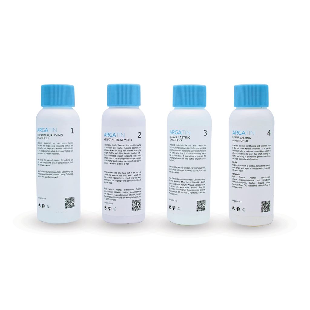 Argatin Monodose Kit Keratin Smoothing Treatment Cream | Purifying Shampoo| Conditioner And Hair Repair Shampoo | Professional For Straightening And Smoothing 240 Ml