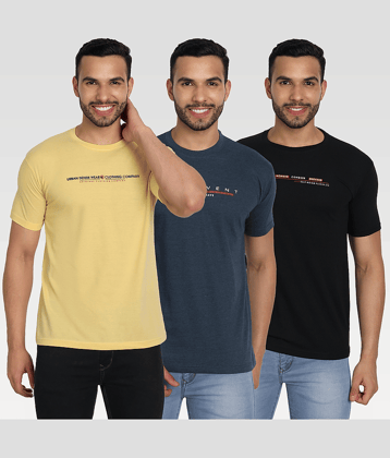 Zeffit Pack of 3 Cotton Blend Regular Fit Men's T-Shirt ( Multicolor )