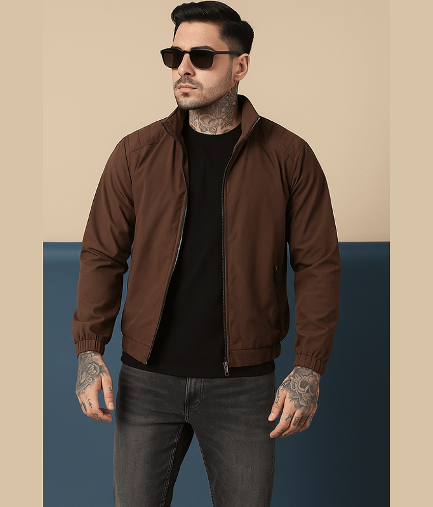 VOGATI Polyester Men's Casual Jacket - Brown ( Pack of 1 )