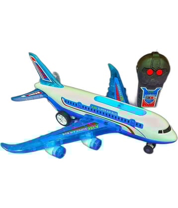 RAINBOW RIDERS 2CH A386 Rc Air Bus with Full Body Lights and Sound Universal Wheel Plane Toy for Boys & Girls Age 2, 3, 4, 5, 6, 7, 8 Multicolour Musical Battery Operated Toy (Plane Does not Fly only Runs on Ground)