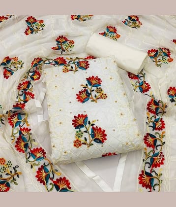 Gazal Fashions - Unstitched Off White Cotton Dress Material ( Pack of 1 )