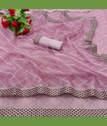 Shree Gullak Silk Lycra Striped Saree With Unstitched Blouse Piece ( Pink )