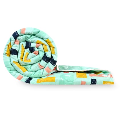 Teal Grey Abstract Single Bed Comforter – 120 GSM Microfiber-Single / Teal Grey / Abstract