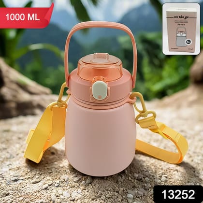 Stainless Steel Mug / Bottle Vacuum Insulated Cup with Handle & Strap, Tumbler (1000 ML)