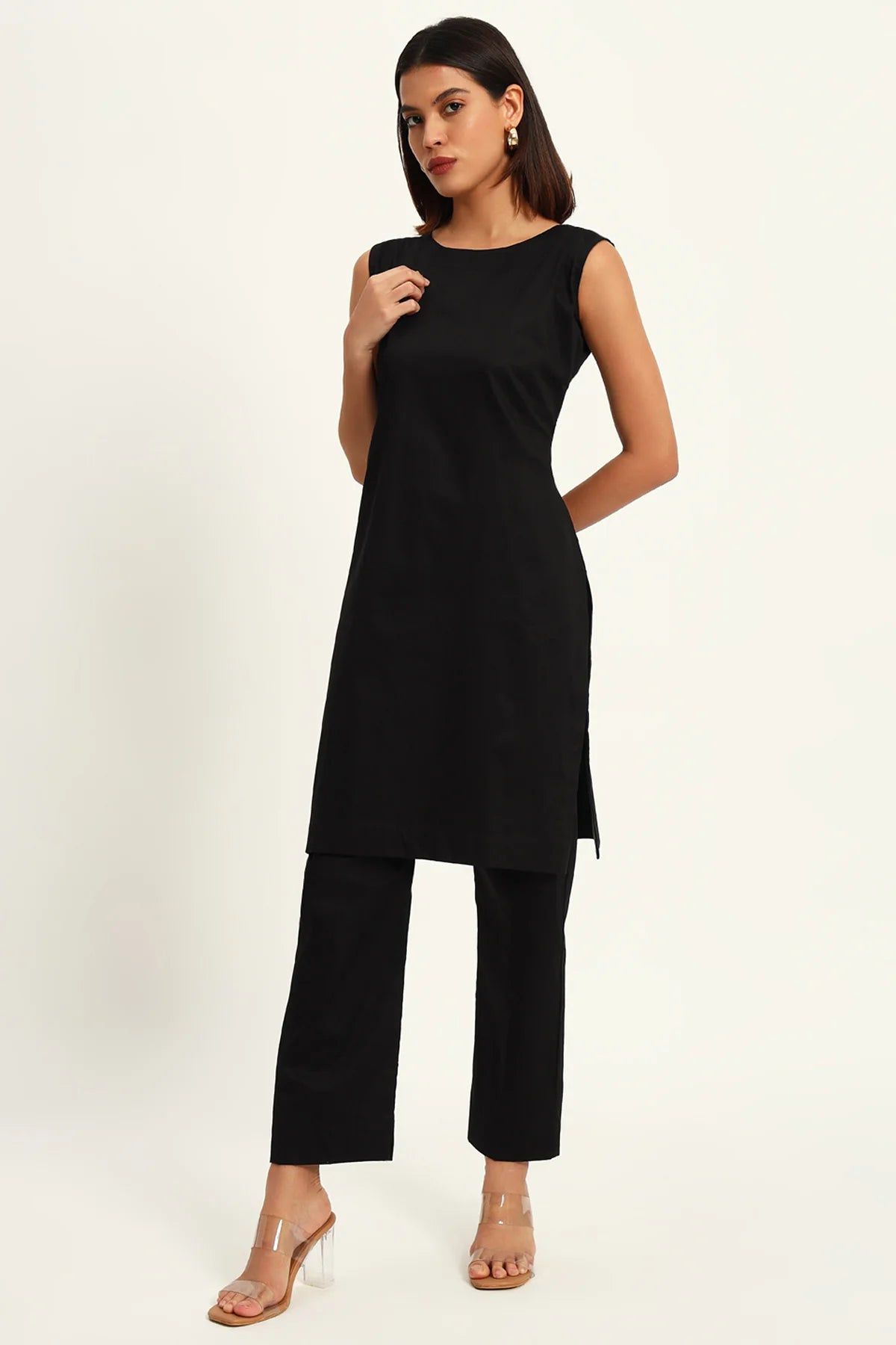 Workday Kurta Set, Black-XS