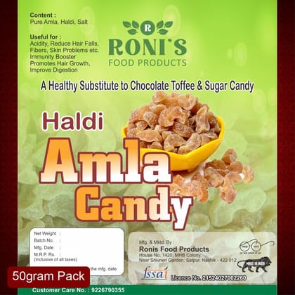 Roni's Haldi Amla Candy (50g) | Turmeric Infused Indian Gooseberry | Immunity Boosting Snack | Anti-Inflammatory Properties