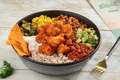 Crispy Chipotle Chilly Chicken Burrito Bowl (with Burrata Cheese)