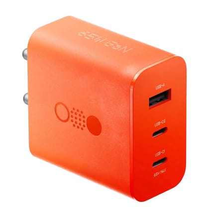 65W Nothing 3-Port GaN Fast Wall Charger | USB Type-C & A Adapter | for CMF Phone 1/2, Nothing Phone 3a/ 3a Pro/Nothing Phone 2A/ 2a Plus/Phone 2/Phone1/Buds/Ear Stick (Orange) Orange / not found