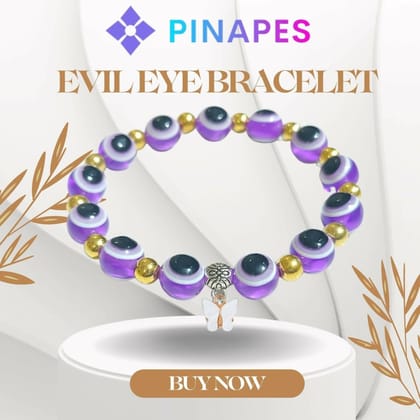 Pinapes Violet Evil Eye & Butterfly Beads Bracelet – Stylish Charm for Women