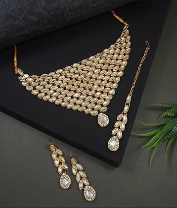 Padmavati Bangles Golden Alloy Necklace Set ( Pack of 1 )