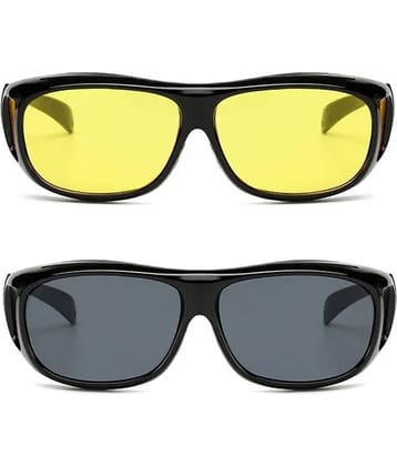 GEEO Day & Night HD Vision Black Riding Goggles ( Pack of 2 )