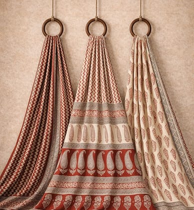 Hand Block Printed Bagh Cotton Suit – 3 Piece Unstitched