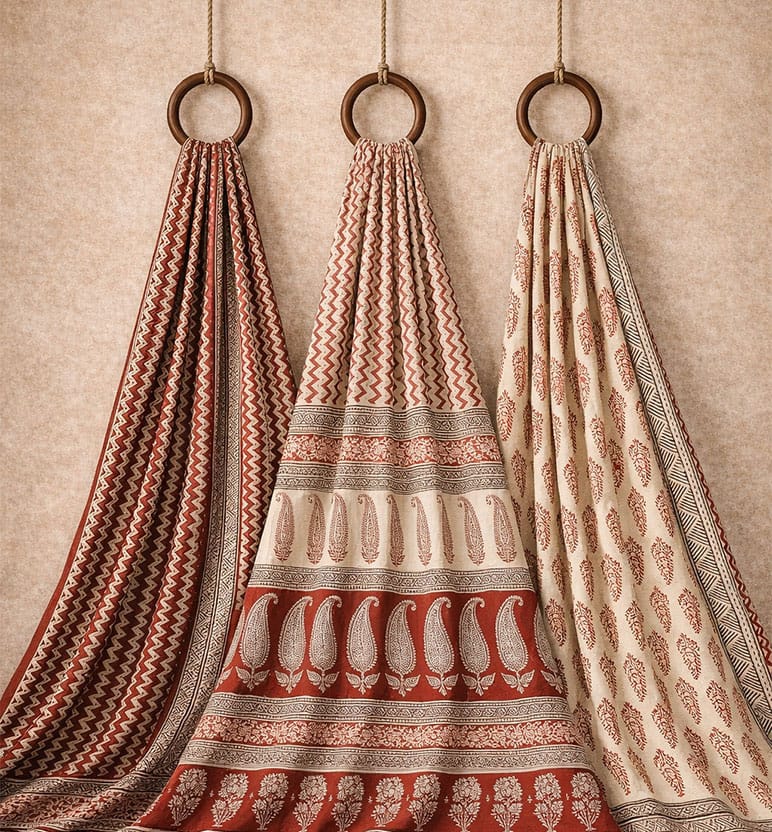 Hand Block Printed Bagh Cotton Suit – 3 Piece Unstitched