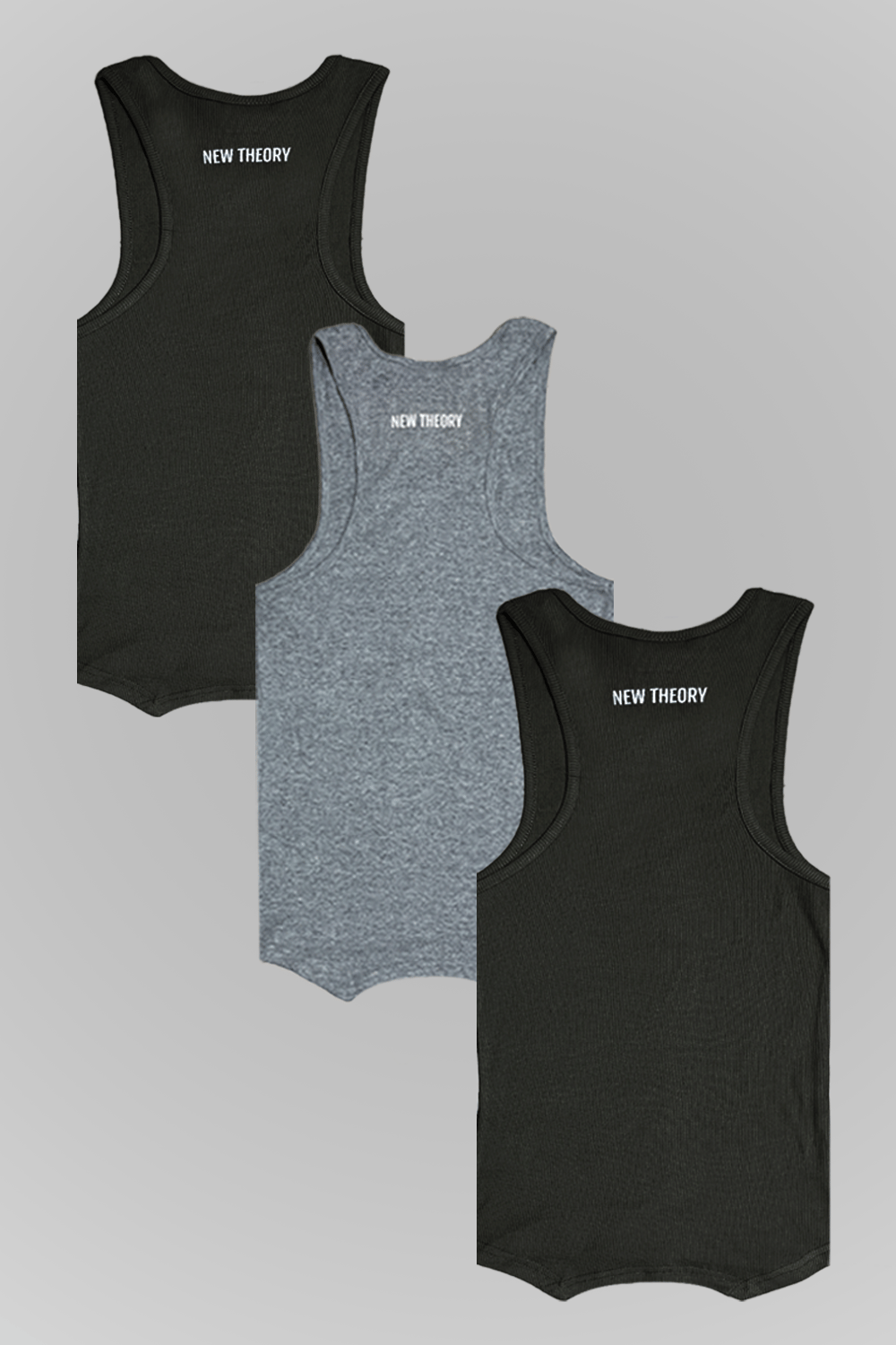 Muscle-Up Ribbed Tank - 3pk Black and Grey-S