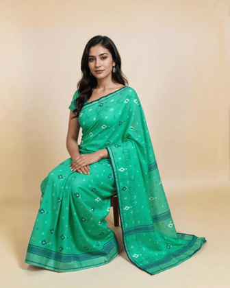Handloom Bengal Tangail Saree | Sea Green