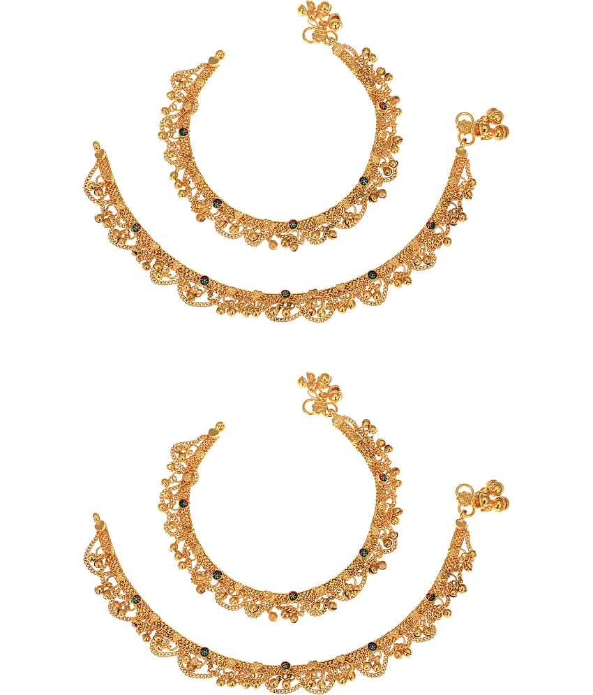 AanyaCentric - Gold Anklets ( Pack of 2 )