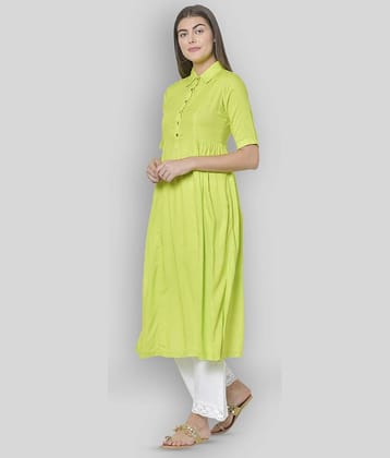 Pistaa - Green Viscose Women's Flared Kurti ( Pack of 1 )