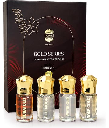 Ajmal Gold Series Concentrated Perfume Unisex Gift Set for Men & Women Pack of 4 - 5ML each