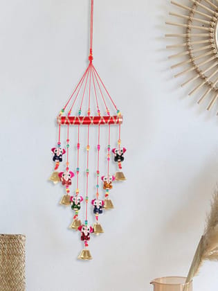 DreamKraft Handcrafted Ganesh Door Hanging Wood Windchime (63 cm, Multicolor)