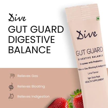 Dive Gut Guard Digestive Balance Probiotics| For Improving Gut Health , Digestion & Immunity in Men & Women | Probiotics + Digestive Enzymes |Nutrition Absorption | 2 Billion CFU Clinically Prove