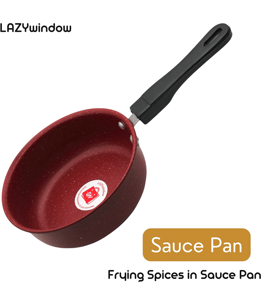 LAZYWINDOW Non-Stick Hard Anodised Sauce Pan Induction Bottom without Lid mm Thickness 17 cm Diameter 0.5 Ltr