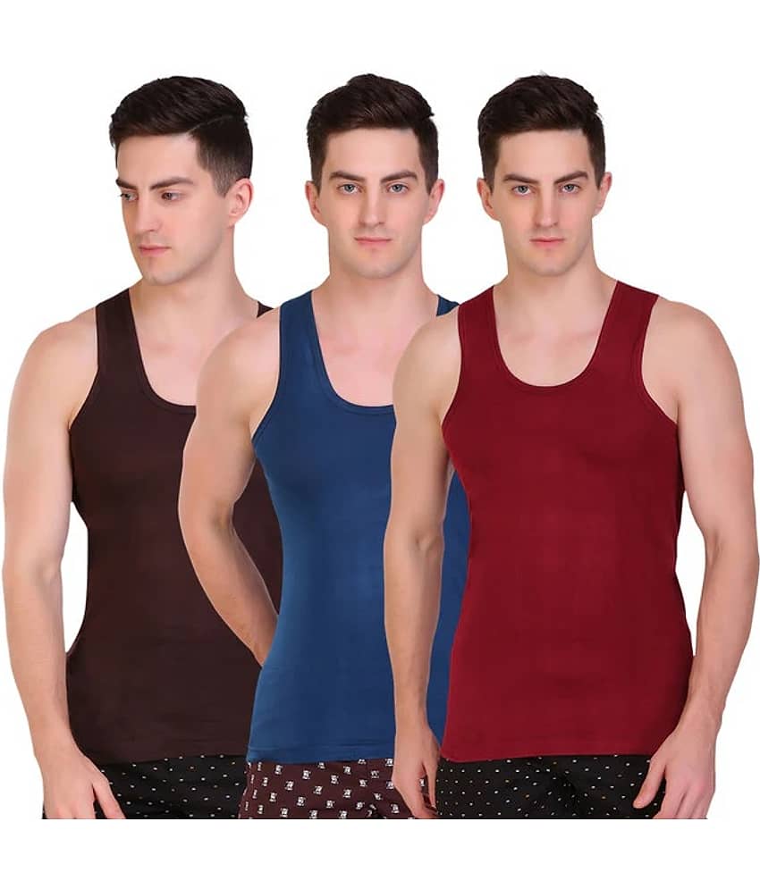 INNERO Pack of 5 Cotton Basic Vest For Men ( Multicolor1 )