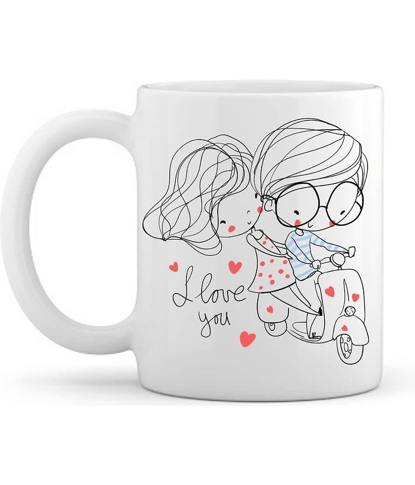 thriftkart Ceramic White BOY GIRL Valentine Mugs - Pack of 1
