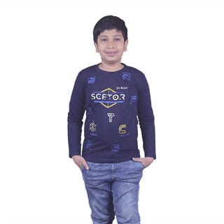 Kid Kupboard Cotton Boys T-Shirt, Dark Blue, Half-Sleeves, 9-10 Years KIDS7200