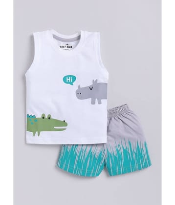 CUTOPIES Pack of 1 Unisex for Baby Cotton Blend T-Shirt & Shorts ( Green )