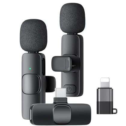 GADGETSWEAR Wireless Microphone for Youtubers, Vlogging, Singing with Noise Cancelling, Karaoke Mic, Camera & Phone Recording, Portable Clip-On, Collar/Lavalier Design & Bluetooth Condenser Mic