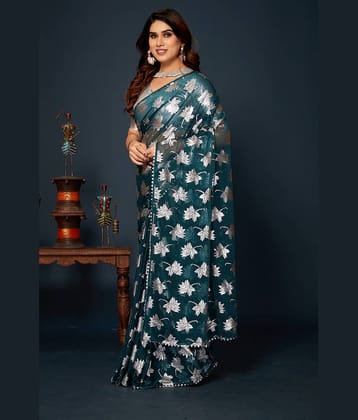Parmila Fashion Chiffon Embellished Saree With Unstitched Blouse Piece ( Purple )