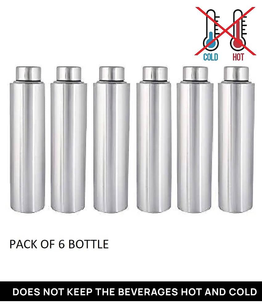 AKG S S BOTTLE Silver 1000 mL Steel Water Bottle set of 6