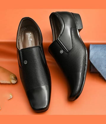 John Karsun Slip On Artificial Leather Black Formal Shoes