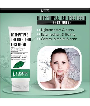 Luster Cosmetics Anti-Pimple Tea Tree Neem Face Wash | Clear Complexion | Face Wash 100 mL