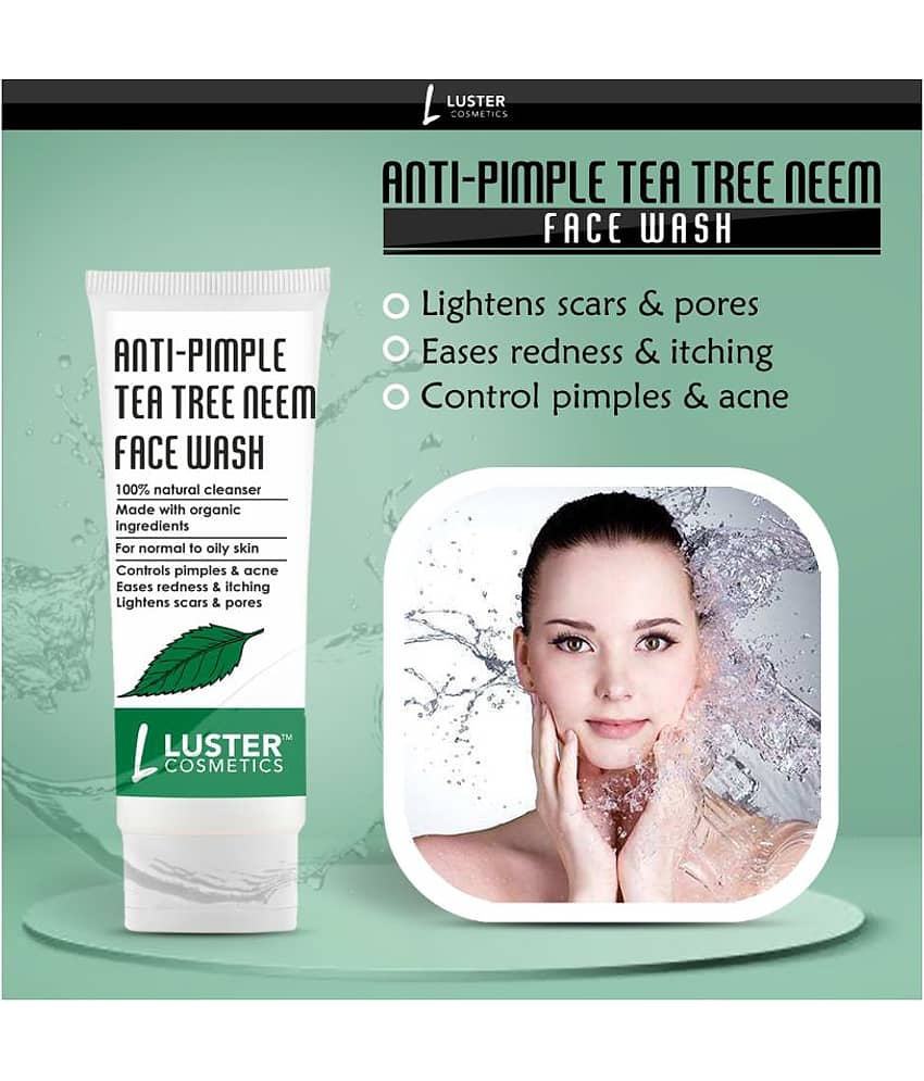 Luster Cosmetics Anti-Pimple Tea Tree Neem Face Wash | Clear Complexion | Face Wash 100 mL