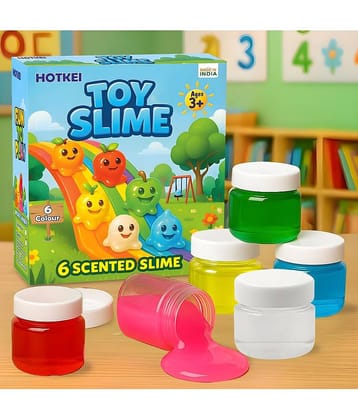 HOTKEI (Pack of 6 Slime) Multicolor Fruit Scented DIY Toy Slimy Slime Gel Jelly Putty Set Art kit Toys for Boys Girls Kids 3 to 10 Years 300 gm