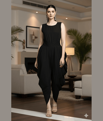 Lihana Women Crepe Jumpsuit ( Black )