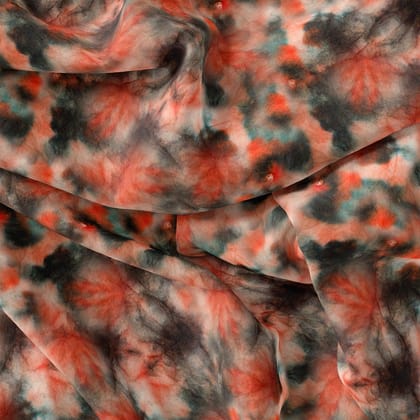 Watercolour Maple Leaves Flower Digital Printed Fabric-Polyester / Japan Satin / 110 CM | 43 Inch