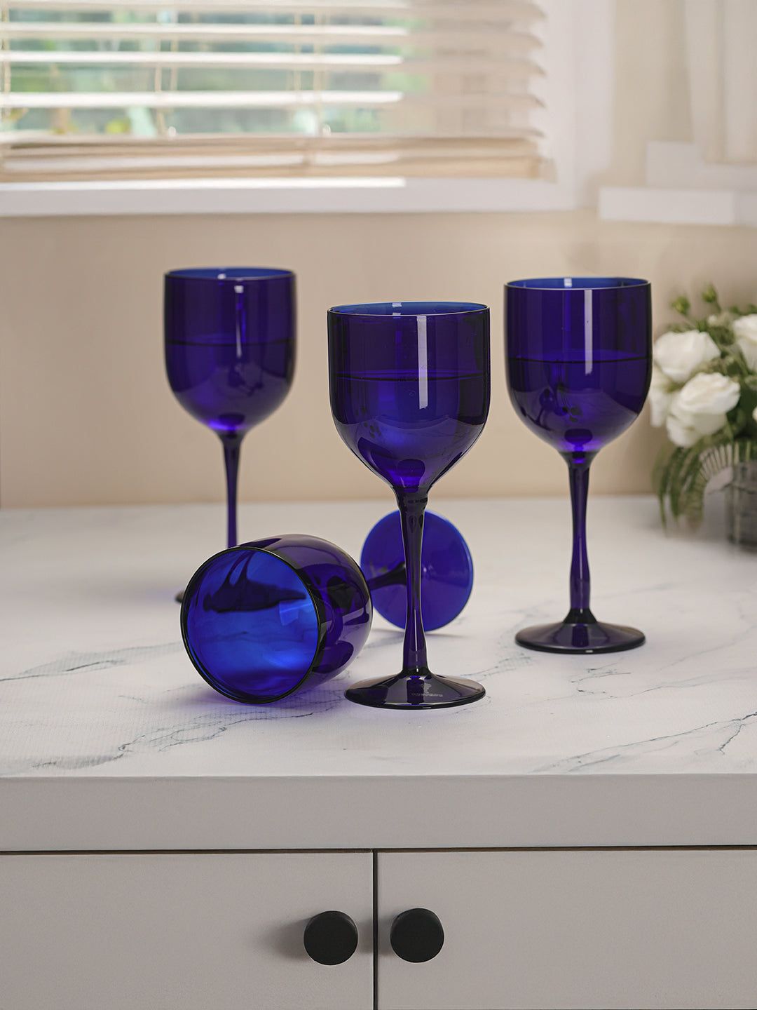 Indigo Delight Wine Glass-Set Of 4