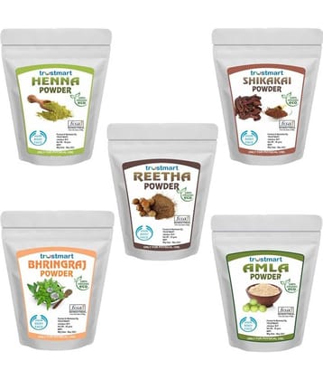 TRUSTMART Amla,Reetha,Shikakai,Bhringraj and Henna Powder 250g Each 50g