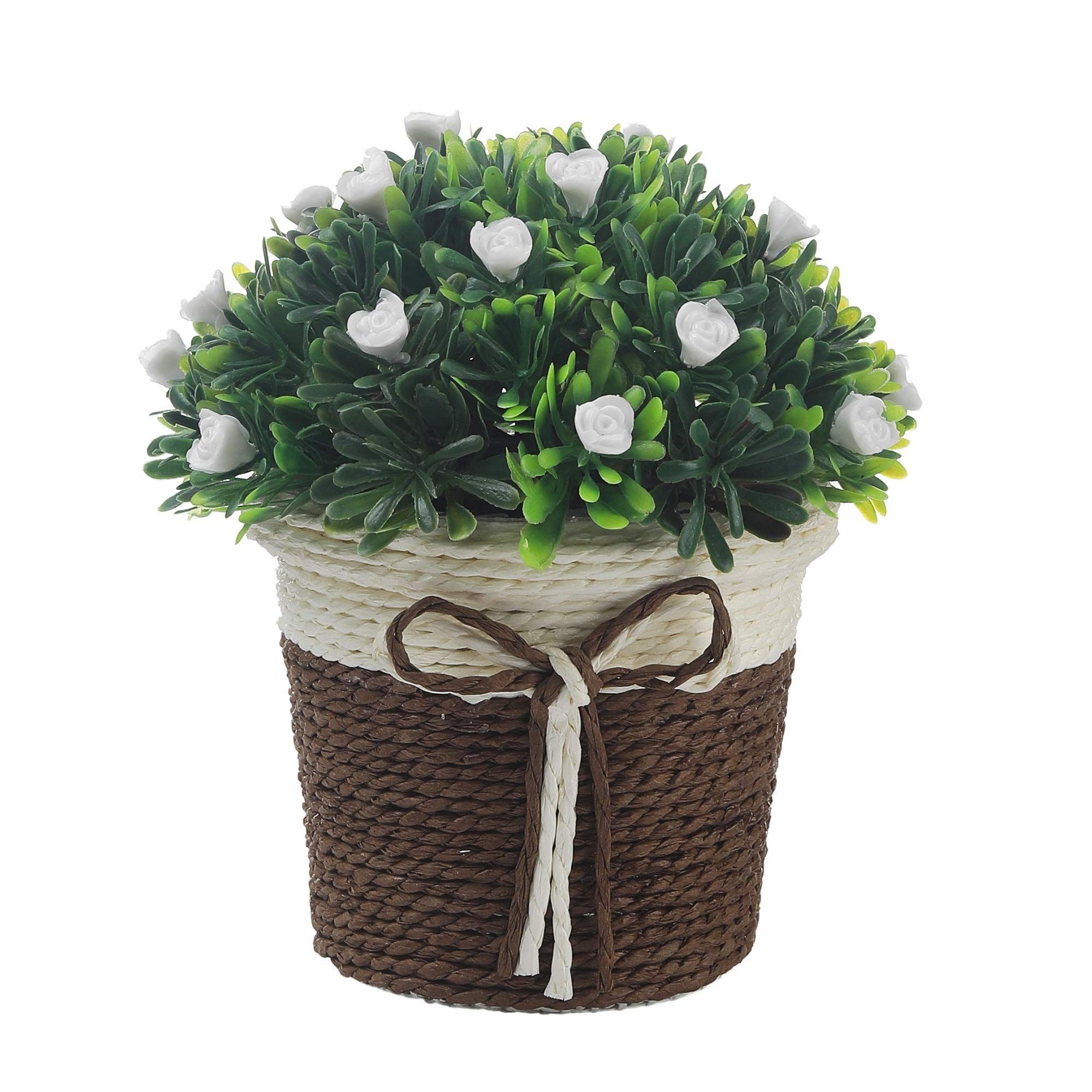 Foliyaj Artificial Plant with Flowers with Pot (Multicolour, 1 Piece)