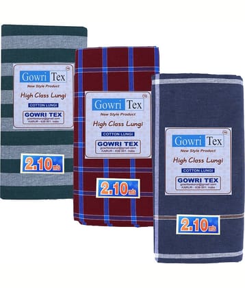 GOWRI TEX Cotton Blend Men's Lungi Multicolor ( Pack of 3 )