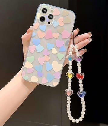 Cute Colorful Hearts With Removable Charm Custom Slim Soft Cases-With Beads Charm Removable Hanging