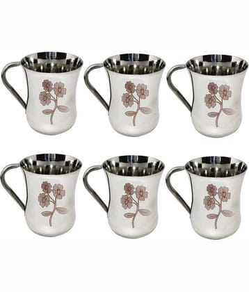 SF - Steel Self Stirring Tea Cup 150 ml ( Pack of 6 )