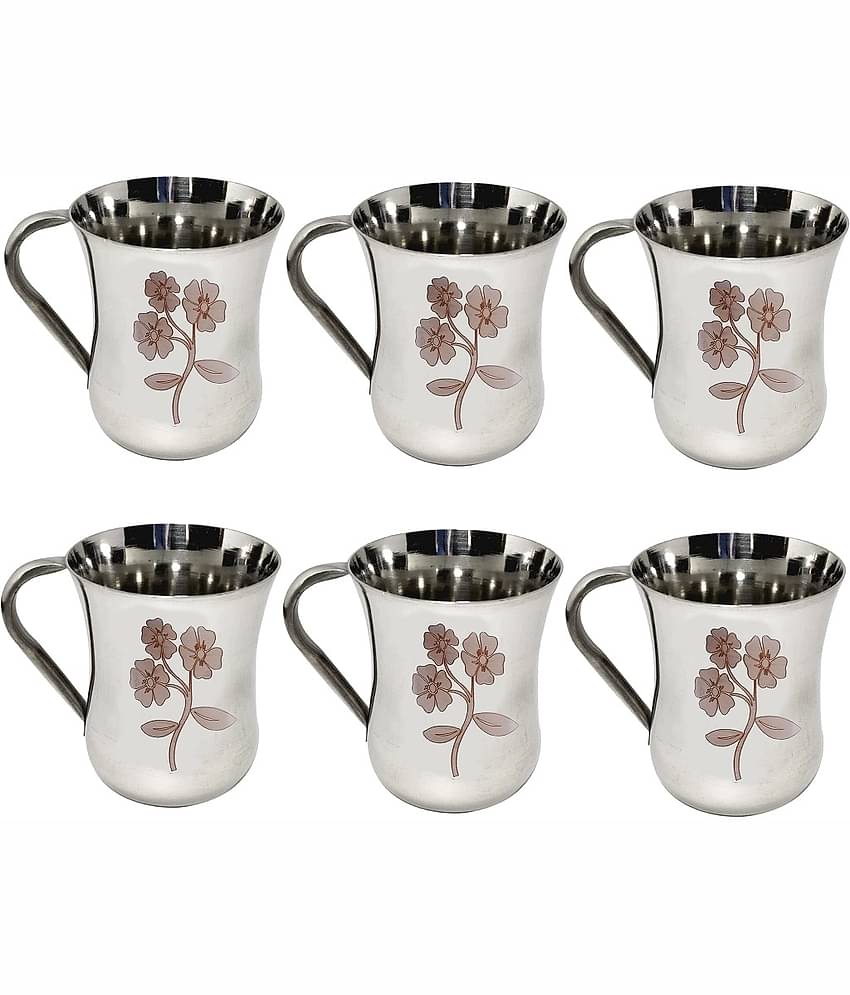 SF - Steel Self Stirring Tea Cup 150 ml ( Pack of 6 )