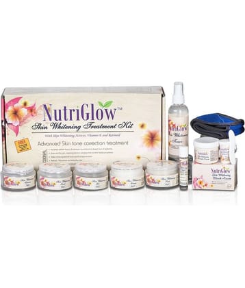 NutriGlow Skin Whitening Treatment Facial Kit, Bleach Cream (43gm) + Fresh Rose Toner (100ml) + Moisturizing Lotion (50ml) + De Tan Scrub (65gm) + Radiance Day Cream (50gm) With Free Head Band (Pack of 7)